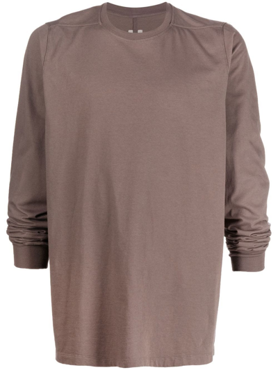 Rick Owens Long-sleeve Cotton T-shirt In Brown