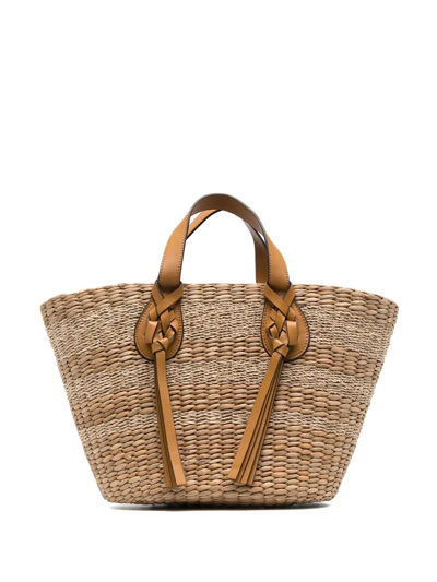 Ulla Johnson Striped Straw-woven Tote Bag