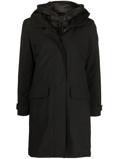 Woolrich Mid-length Hooded Coat In Black