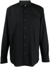 Zegna Cashco Spread-collar Cotton-blend Twill Shirt In Nero