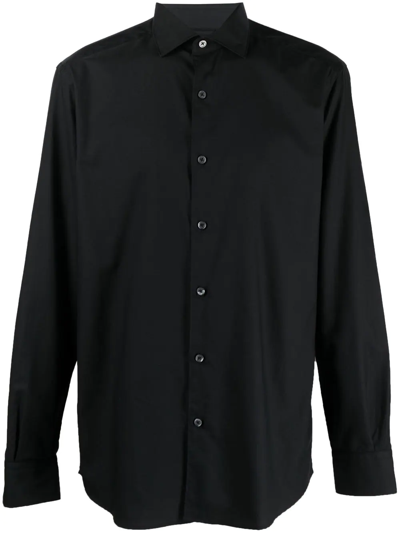 Zegna Cashco Spread-collar Cotton-blend Twill Shirt In Oxford