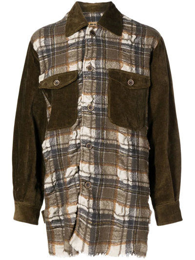 Uma Wang Juan Panelled Plaid Jacket In Green