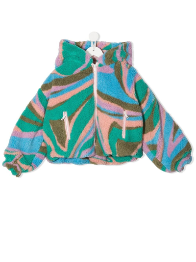 Pucci Junior Kids' Abstract-print Hooded Jacket In Blue
