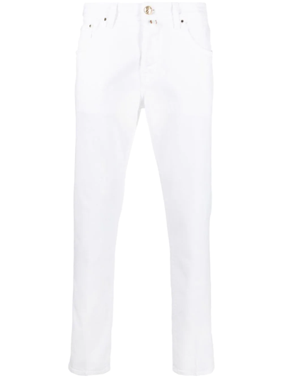Jacob Cohen Embroidered-logo Straight-leg Jeans In White