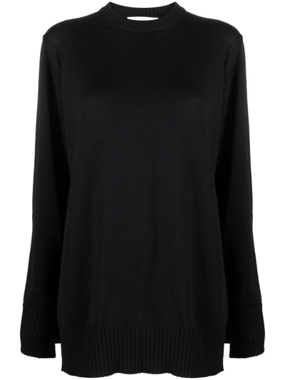 Jil Sander Crew-neck Knitted Jumper In Schwarz