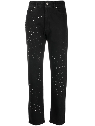 Chiara Ferragni Star-print Straight-leg Trousers In Black