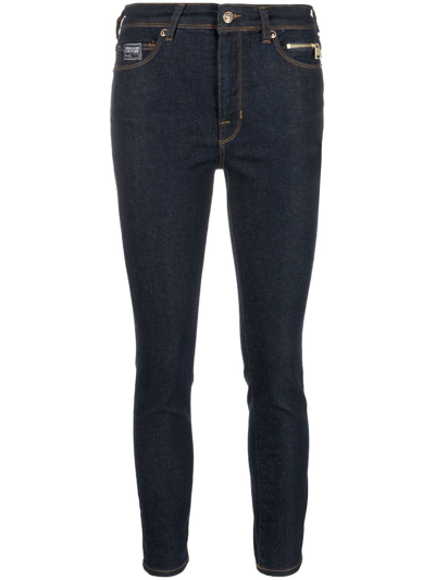 Versace Jeans Couture Logo-patch Skinny-cut Jeans In E904 Indigo