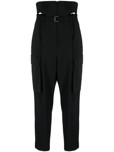 Issey Miyake In-built Waist Detail Tapered Trousers In Black