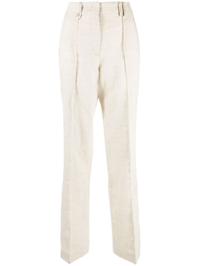Jacquemus High-waisted Tailored Trousers In Neutrals