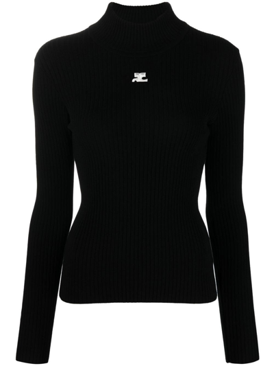 COURRÈGES RE-EDITION RIB KNIT MOCKNECK SWEATER