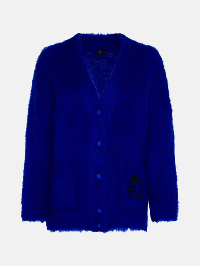 Etro Blue Mohair Blend Cardigan