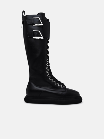 Attico Black Leather Selene Boots