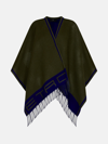 Etro Hood With Double Face Logo In Wool And Cashmere Blend Green And Blue Woman In Green