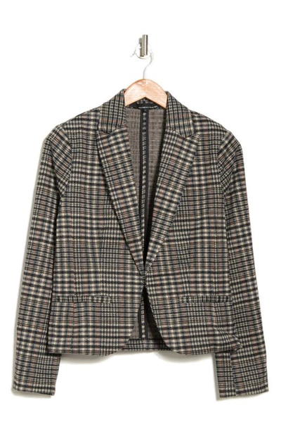 Amanda & Chelsea Plaid Notch Lapel Blazer In Blk/ Camel