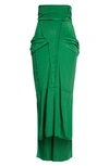 Talia Byre Patched Slim-fit Mid-rise Woven Maxi Skirt In Green