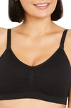 Motherhood Maternity Seamless Rib Knit Maternity And Nursing Bra With Brrr Triple Chill In Black Beauty