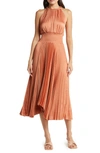 A.l.c Renzo Ii Asymmetric Pleated Midi-dress In Orange