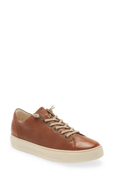 Paul Green Hadley Platform Trainer In Cognac Washed Leather