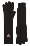 Moncler Wool & Cashmere Knit Long Gloves In Black