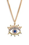 Kurt Geiger Evil Eye Pendant Necklace In Blue Multi