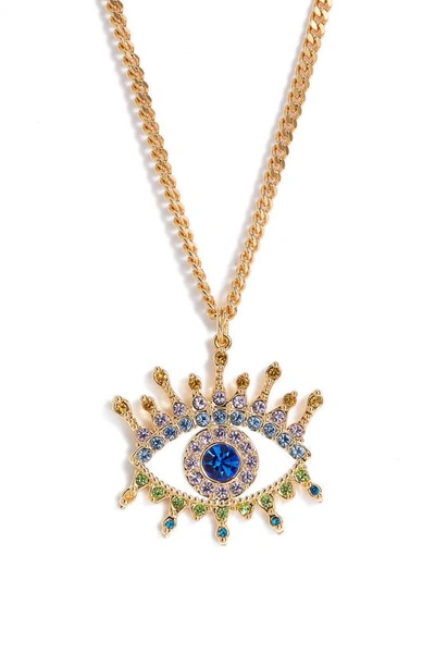 Kurt Geiger Evil Eye Pendant Necklace In Blue Multi