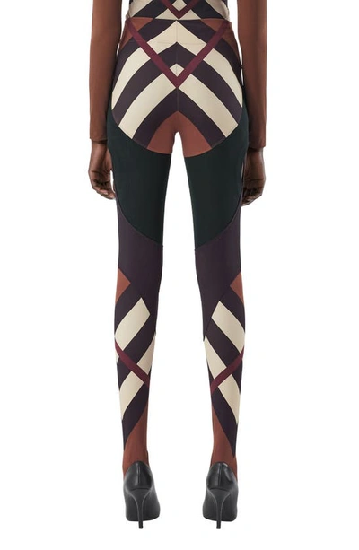 Burberry Tully Kissing Check Paneled Stirrup Pants In Brown