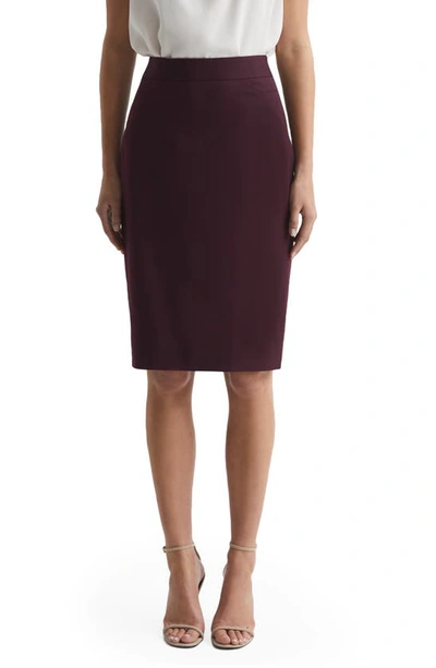 Reiss Flora Wool Blend Pencil Skirt In Berry