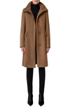 Akris Punto Stand Collar Wool Blend Fleece Coat In Malt