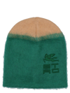 Etro Logo-embroidered Knitted Beanie In Green