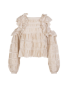 ISABEL MARANT ECRU CEROBAS BLOUSE IN SILK AND LACE