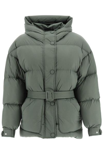 Ienki Ienki Quilted Padded Jacket With High Collar And Belt In Gray