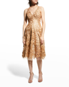 Dress The Population Blair Fit-&-flare Dress In Gold