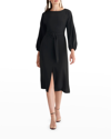 Sachin & Babi Annie Blouson-sleeve Midi Crepe Dress In Black