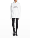 Balenciaga Logo Fashion Institute Oversized Hoodie In Blanc / Noir
