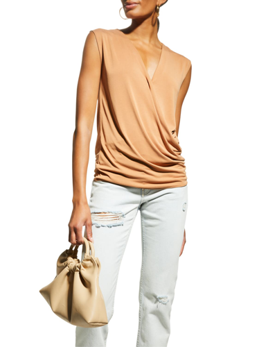 Rag & Bone Christy Draped Surplus Top In Light Brown