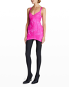 Balenciaga Paneled Bustier Lace Lingerie Mini Dress In Pink