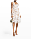 Dress The Population Blair Fit-&-flare Dress In White / Nude