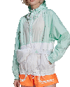 Adidas By Stella Mccartney Colorblock Hooded Windbreaker With Fanny Pack In Frog Green White