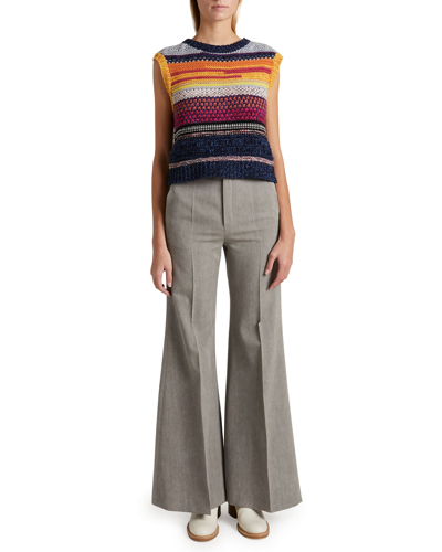 Chloé Striped Sleeveless Cashmere Jumper In Multicolor