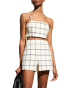 Alice And Olivia Pearle Spaghetti Strap Bustier In Off White / Black
