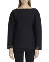 ALAÏA VIENNE LASER-CUT TUNIC BLOUSE