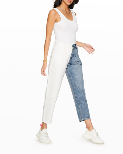 Blue Revival Happy Hour Two-tone Pants In Angel Falls / Wht