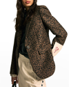 Golden Goose Leopard Jacquard Wool Blazer In Brown / Black