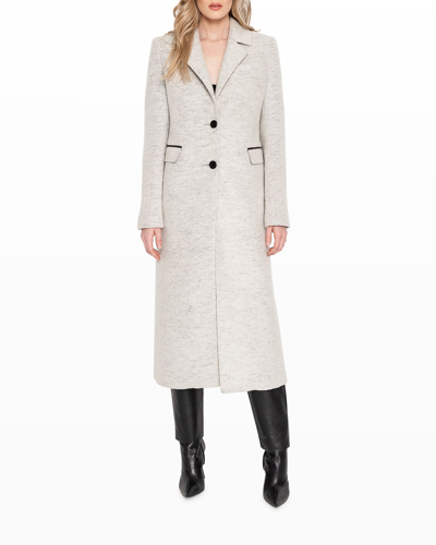 Lamarque Malva Tailored Top Coat With Leather Bib In Light Grey