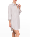 Everyday Ritual Rick Button-down Sleepshirt In Light Grey