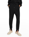 Theory Slouchy Double-knit Jogger Pants In Black / Navy
