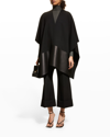 St John Leather-trim Punto Milano Wrap Poncho In Black