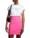 Balmain Strass Logo T-shirt In White / Black