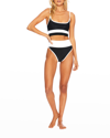 Beach Riot Eva Ribbed Colorblock Swim Top In Black / White
