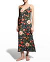 Desmond & Dempsey Persephone Floral-print Nightgown In Black Multi